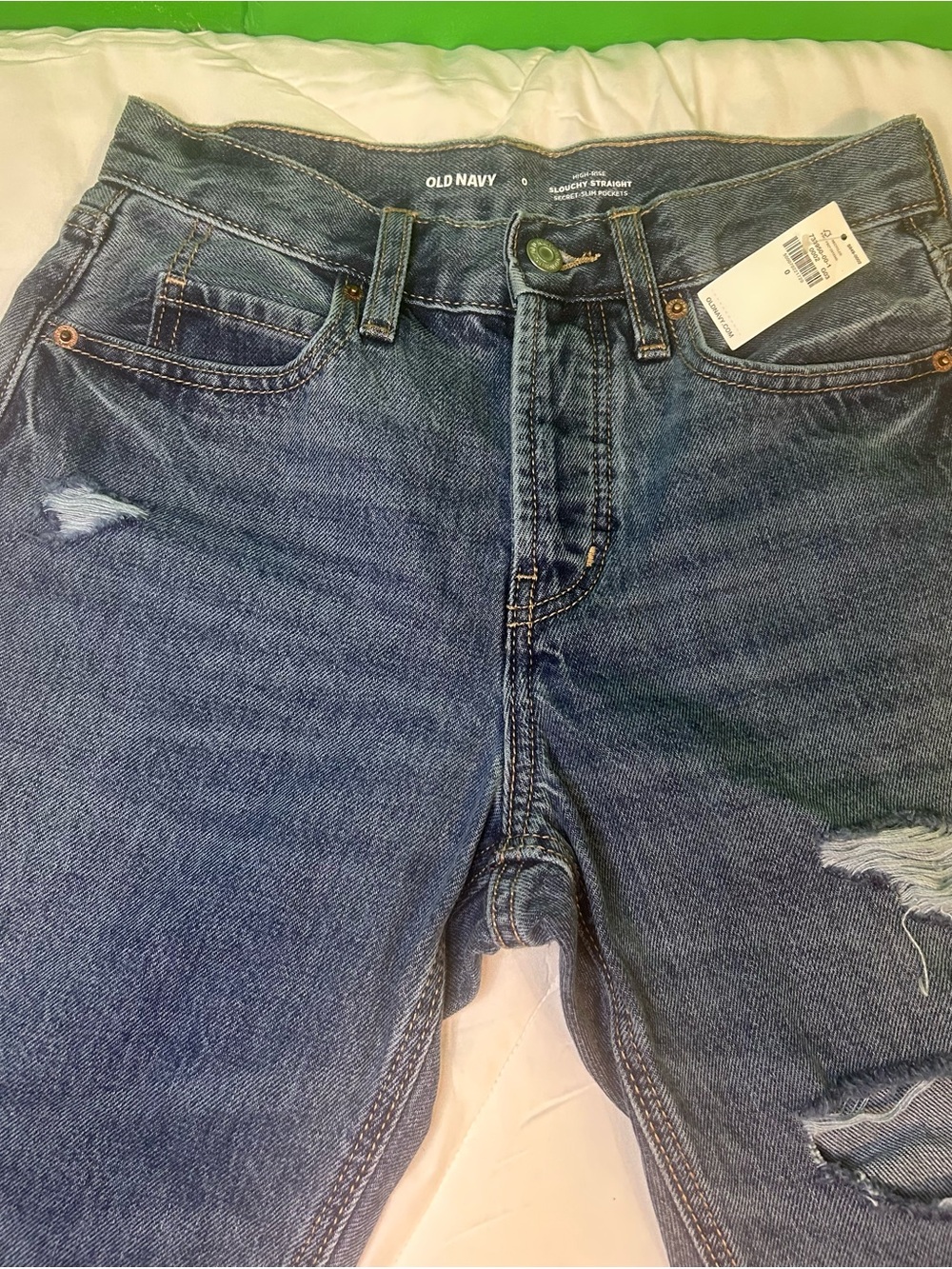 Women’s old navy jeans high-rise slouchy slim straight size 0 NWT